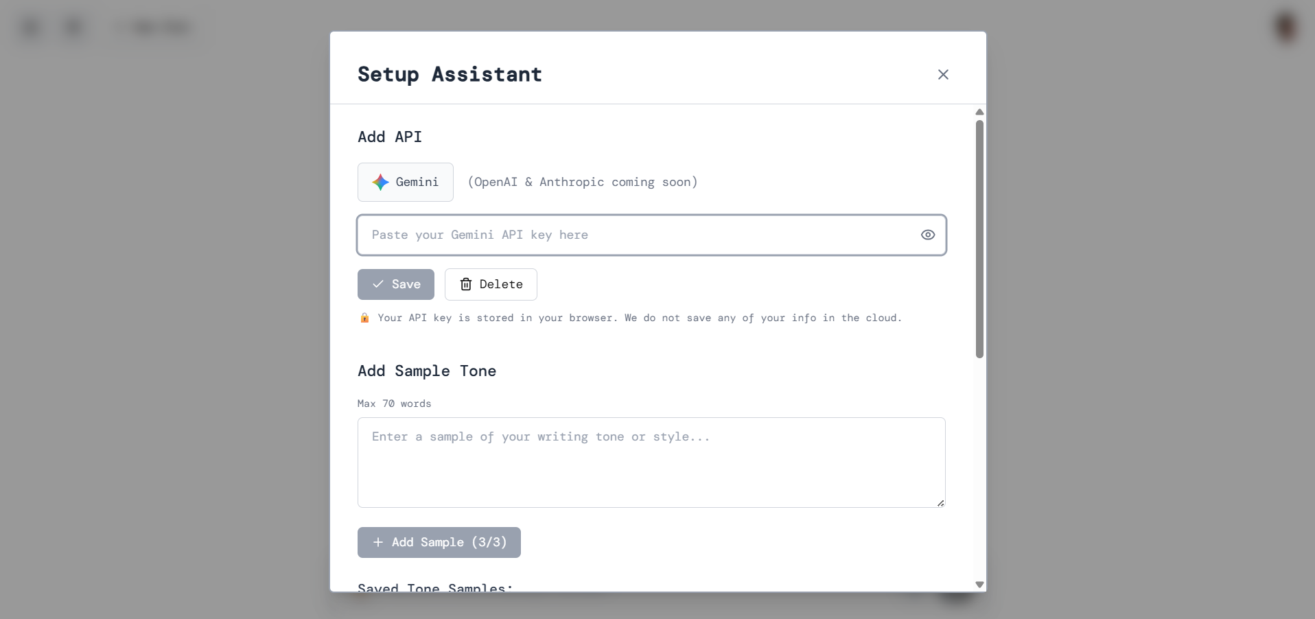 Octo Settings with API Key Field